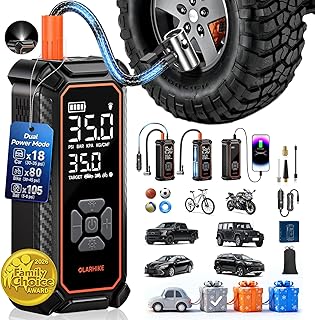 OlarHike Tire Inflator Portable Air Compressor, 150PSI Dual Power - 6000mAh & 12V DC, Cordless Air Pump for Car Tires, Bike, Motorcycle, Balls with LED & Digital Pressure Gauge, Auto Shut‑Off