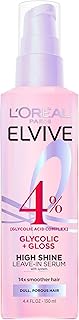 L'Oreal Paris Elvive Glycolic + Gloss High Shine Leave-In Hair Serum, Smooths Dull, Porous Hair Into High-Shine, Glossy Hair, 4.4 Fl Oz
