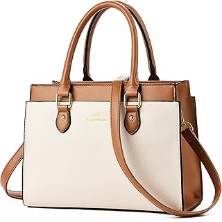 Handbags Purses for Women, Trendy Leather Dual-tone Tote Purse, Designer Handbag Shoulder Bag Top Handle Satchel Bags