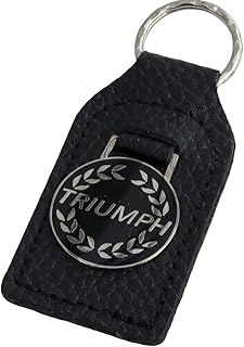 Triumph Laurel Leather and Enamel Key Ring Key Fob Black