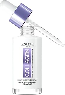 L'Oreal Paris Collagen Moisture Filler Moisture Bounce Face Serum, Glow Serum with Collagen, Glycerin, and Squalane for Bouncy, Radiant, Hydrated Skin, Includes Sample