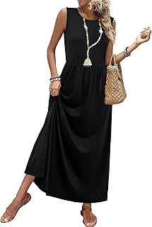 Summer Dresses for Women 2026 Maxi Dresses Long Flowy A Line Sleeveless Sundresses with Pockets