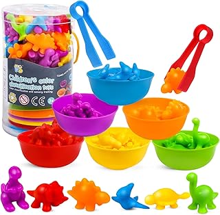 USATDD Counting Dinosaurs Montessori Toys Color Sorting Animals Matching Games Preschool Learning Activities Educational Sensory Toys Easter Basket Stuffers Gifts for Kids Toddlers Boys Girls Age 3+