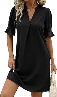 Summer Dresses for Women 2026 V Neck Ruffle Sleeve Casual Shift Dress Hawaiian Sundress Beach Vacation Clothes