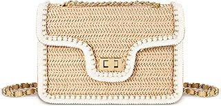 Straw Crossbody Bags for Women, Summer Fashion Straw Purses and Handbags Shoulder Raffia Clutch Bag with Pearls