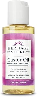 HERITAGE STORE Castor Oil Nourishing Hair Treatment - Deep Hydration for Healthy Hair Care, Skin Care, Eyelashes and Brows, Castor Oil Packs - Cold Pressed, Hexane Free, Vegan, 60-Day Guarantee, 2oz