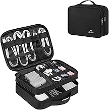 MATEIN Electronic Organizer Travel Case, Small Double Layers Cable Organizer for Travel Accessories, Water Resistant Portable Tech Case for Phone, Cords, Charger, Earphone, Tech Gifts, Black