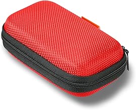 Red Rectangle Small EVA Case - Portable Protection Hard Shell Exterior Lightweight Universal Zipper Pouch Carrying Bag for Earbud, Headset, Charger, Airpods, iPod, USB Cable, MP3, Key, Change Purse