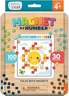 Chuckle & Roar Magnetic Puzzle Kit – Magnet by Number Edition, Mess-Free Color Matching Activity with 30 Challenges, Travel-Friendly Learning Toy for Kids Ages 4+