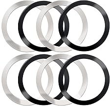 8 Pcs Universal Metal Rings Sticker Compatible for Magsafe Magnetic Wireless Charger iPhone 17 16 15 14 Pro Mini Max Samsung Galaxy, Ultra-Thin Car Charger Conversion Accessories (NO Magnet),2 Colors