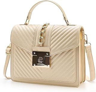 Top Handle Bag Quilted Crossbody Bags Trendy Designer Handbags for Women Black Leather Cross Body Satchel Purses Shoulder Bag