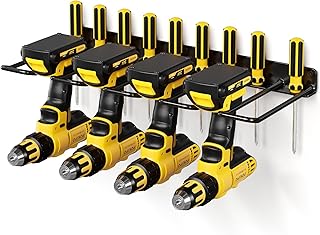 POKIPO Power Tool Organizer, Drill Holder Wall Mount, Heavy Duty Garage Tool Organizer and Storage, Suitable Tool Rack for Tool Room, Workshop, Garage (Black-1 Tirer)