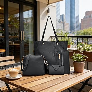4PCS Women Fashion Handbags Purses Wallet Shoulder Bags Casual Tote Bag Crossbody Bags, Handbag Set Gift for Ladies