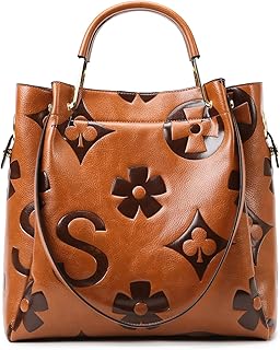 Floral Handbags Purses Women - Embossed Leather Top Handle Handbag Set Large Shoulder Bag Ladies Bucket Hobo Tote