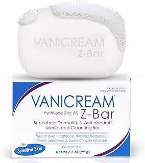 Vanicream Z Bar, Seborrheic Dermatitis & Anti-Dandruff Medicated Bar, 3.5 Oz, Formulated without Common Irritants for Sensitive Skin, 2% Pyrithione Zinc Helps Relieve Itching, Redness & Flaking