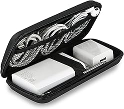 iMangoo Travel Essential Electronics Organizer Pouch Charger Case, Shockproof Dual Zipper Power Bank Cables Tech Accessories Purse, Men & Women Travel Must Have Storage Bag, 6.5x3.2x1 inch Black