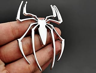 2PCS 3D Spider Emblem Car Sticker Metal Chrome Silver Spider Badges Sticker for Universal Car Vehicle, Truck, Motorcycle, RV, Scooter, SUV, Door, Window for Headphone Decorations(Silver-B0C22ZMFK8)