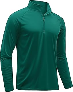 TACVASEN Men's Long Sleeve Athletic Shirts 1/4 Pullover Zip Sun Protection Rash Guard UPF 50+ Outdoor Running T-Shirts