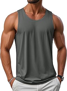 MAGCOMSEN Men's UPF 50+ Tank Top Gym Workout Sleeveless Muscle Shirts Sun Protection Cut Off Shirts Summer Sleeveless T Shirt