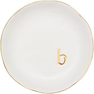 COLLECTIVE HOME - Ceramic Jewelry Tray, Decorative Trinket Dish for Rings Earrings Necklaces Bracelet Watch Keys, Birthday Mother's Day Christmas Gift for Women, 4.75", White Surface (B)