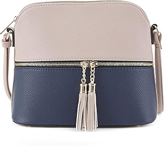 Lunar Lightweight Medium Dome Crossbody Bag Shoulder Bag with Tassel | Zipper Pocket | Adjustable Strap