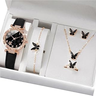 UncleS Butterfly Watch and Jewelry Set Elegant Alloy Accessories Watch and Jewelry Collection for Women Daily Outfit