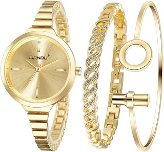 Women's Watch Elegant Crystal Cuff Bangle Bracelet Watch Sets Analog Quartz Wrist Watches