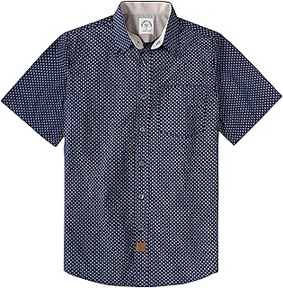 Mens Short Sleeve Button Down Shirts 100% Cotton Plaid Men's Casual Button-Down Shirts with Pocket
