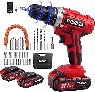 Power Drill Driver 21V Cordless Drill Set with 2 Batteries & Charger, 35Nm 25+1 Torque Electric Screwdriver, Battery Drills Kit with 24pcs Drill Bits & Socket Wrench, Drills Set for Women, Men, DIY