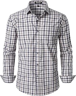 Men's Transitional Weather Slim Fit Long Sleeve Button Down Shirt Business Casual Dress Shirts with Pocket