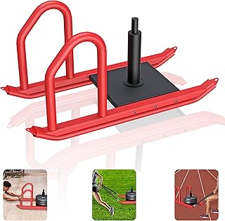 Weight Sled for Training, Heavy Duty 500 LBS Pull Push Sled for Outdoor, Indoor, Football, Durable Steel Weighted Sled, Compatible with 1" & 2" Weight Plate, Frame with Adjustable Reflective Stripe Ve