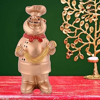 Trendy Pavilion Resin Cute Chef Showpiece Miniature Statue for Kitchen Decoration Figurine for Home Decor, Dining Room, Living Room, Bedroom, Office, Gift (Golden)