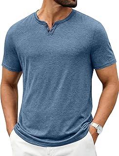 Men's T Shirts Short Sleeve Casual V Neck T-Shirt Soft Notch Neck Tee Classic Plain Shirts