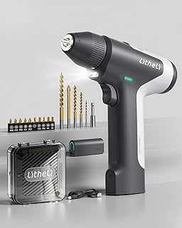 Litheli 4V Cordless Drill & Screwdriver, Brushless Electric Power Drill Set, 3/8” Keyless Chuck, 2 Variable Speeds, 4000mAh Battery, LED Light, Lightweight for Home DIY & Furniture Assembly