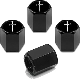4pcs Tire Valve Stem Caps, Compatible with Cross of Nails, Christian Religious Cross with Nails, Jesus Christ Stem Cap Universal Car Air Cover Car Accessories for Cars, SUV, Truck, Motorcycles