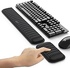 MEKASS Ergonomic Wrist Rest for Keyboard and Mouse, Soft Memory Foam Keyboard Wrist Rest Set with Non-Slip Silicone Base, Easy Typing, Pain Relief, Comfort for Office, Work, Gaming (Classic Black)