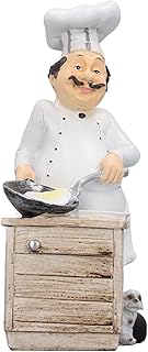 Respicefinem Whimsical 3D Chef Cooking Figurine Handcrafted Resin Art Statue for Kitchen Countertop Dining Room Decor Cartoon Culinary Ornament Gift Idea
