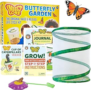 Insect Lore Raise and Release Butterfly Garden Kit – Caterpillar Habitat with redeemable Voucher – STEM-accredited Butterfly Growing Kit for Kids, Classrooms, and Homeschool Learning