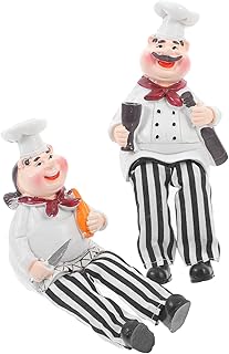 IMIKEYA 2pcs Resin Chef Figurines Miniature Kitchen Ornaments for Shelf Decorative Couple Statue Sculpture Fun Cartoon Design Home Kitchen Decor
