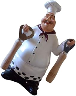 Garneck Retro Resin Chef Figurine Creative Kitchen Sculpture for Home Bar Cafe Decor Unique Chef Ornament Fun and Portable Design for Dining Spaces