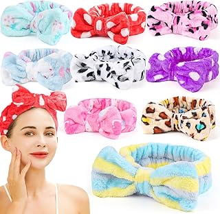 Teenitor Spa Headbands - 9Pcs Cute Bow Headbands for Women, Skincare and Makeup, Washing Face