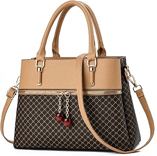 Dual-tone Purse Handbags for Women, 3 Zip Compartments Tote Bag, Trendy Leather Designer Shoulder Satchel Purses