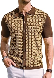 Men's Contrast 70s Vintage Polo Shirts Short Sleeve Knitwear