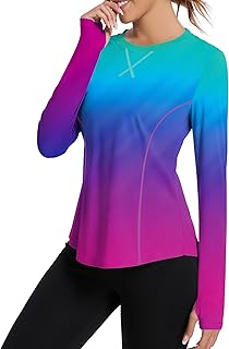 Avoogue Women UPF 50+ UV Shirts Long Sleeve with Thumb Holes Workout Sun Shirt Quick Dry Athletic Hiking Running Tops
