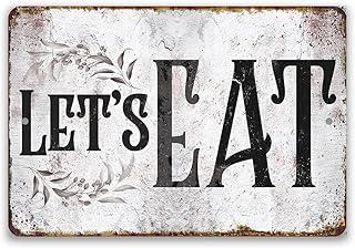 Kitchen Decor and Accessories - Let's Eat - Metal Sign - Use Indoor/Outdoor - Vintage Rustic Kitchen Decor, Perfect Kitchen Signs Wall Decor Farmhouse, Kitchen Wall Art Decorations