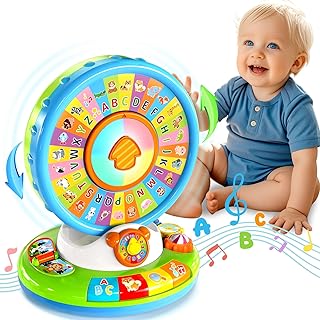 Duchong Learning Toy for Kids 1 2 3 Year Old Boys Girls, Spin and Sing Alphabet Zoo with Sounds, Interactive Educational Toys for Toddler 2-3, First Christmas 1st Birthday Gifts Toy