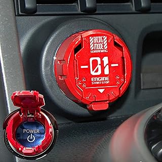 ???????? | Metal Mecha Push Start Button Cover, Car Engine Start Stop Button Cover Protector, Cool Car Accessories Interior Decor Sticker Decals Motorcycle Key Ignition Switch Cover