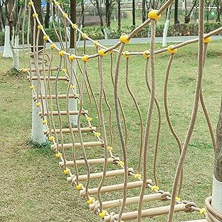 HAZEK Kindergarten Outdoor Bridge Children's Sports Fitness Training Equipment Solid Wood Bridge Balance Bridge Climbing Bridge Toys(Size:4m)