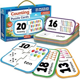 Number Puzzle Kindergarten Math Games - Number Matching Puzzle - 20 Sets Learning Numbers Puzzles - Counting Toys for Toddlers Kids Ages 3-5 - Educational Toys Preschool Learning Activities