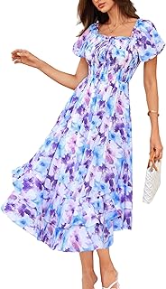 Womens Summer Floral Maxi Dress 2026 Flowy Wedding Guest Dress A Line Boho Dresses Fashion Clothing with Pockets